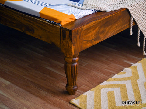 Duraster Ummed Two Poster Solid Sheesham wood Modern Canopy King Size Bed #2