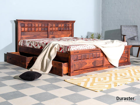 Aristocrat Solid Wood Storage King Size Bed 