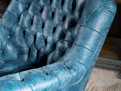 Duraster Chesterfield Single Seater Leather Lounge Chair (Sky Blue)