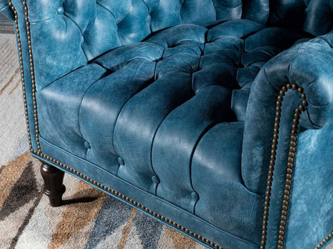 Duraster Chesterfield Single Seater Leather Lounge Chair (Sky Blue)