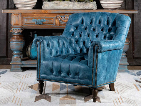 Duraster Chesterfield Single Seater Leather Lounge Chair (Sky Blue)
