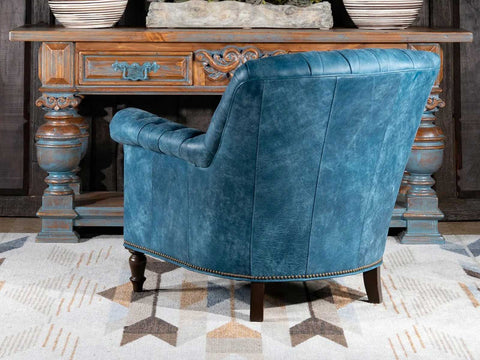 Duraster Chesterfield Single Seater Leather Lounge Chair (Sky Blue)