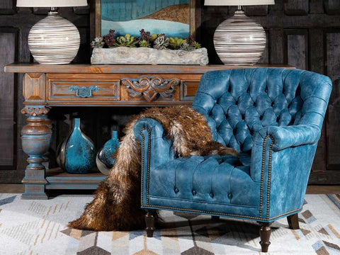 Duraster Chesterfield Single Seater Leather Lounge Chair (Sky Blue)