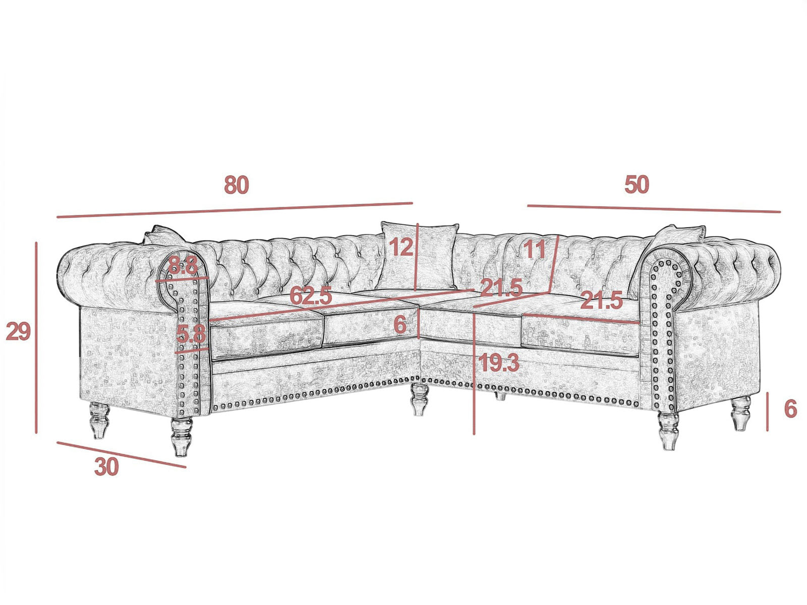Duraster Chesterfield Vintage Sectional Sofa | Duraster