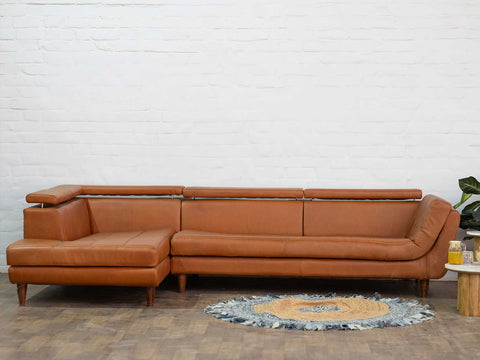 Duraster L Shape Leather Sofa (Tan Brown) #01