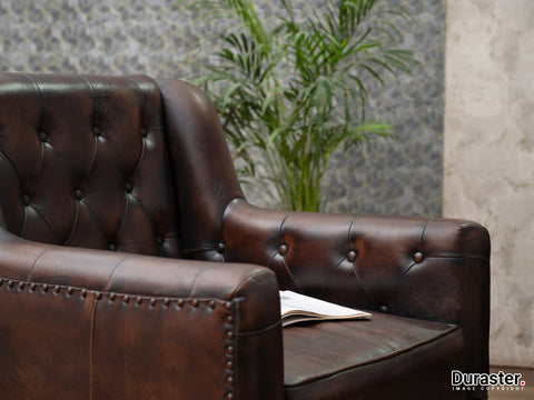 Duraster Chesterfield Colonial Brown One Seater Sofas #13