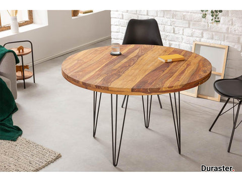 Torpedo Modern Sheesham Wood Dining Table with Iron Legs#3 - Duraster 