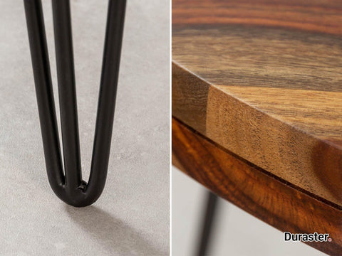 Torpedo Modern Sheesham Wood Dining Table with Iron Legs#3 - Duraster 