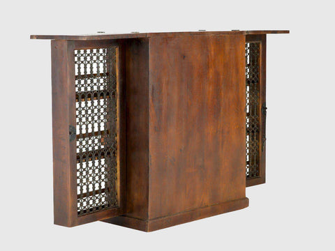 Duraster Vismit Solid Mango wood Wine Cabinet with metal doors # 1