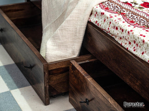 Gangaur Colonial Style Sheesham Wood Storage Bed #4 - Duraster 
