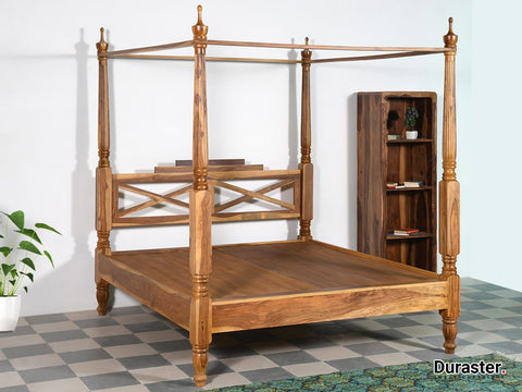 Vismit Sheesham Modern Canopy 4 Poster Bed #3 - Duraster 