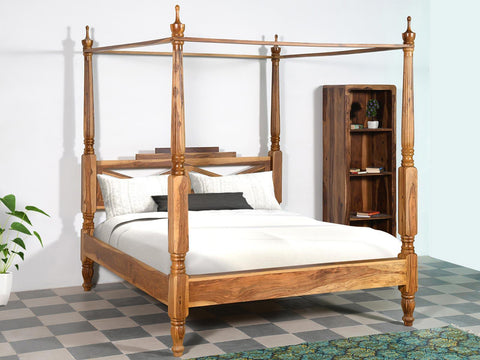 Duraster Vismit Sheesham Modern Canopy 4 Poster King Size Bed #3