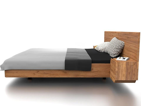 Preyas Mango wood Teak Finish Wooden Bed #14 - Duraster 