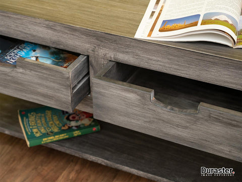 Goa Modern Acacia wood 2 drawer bedside # 1 - Duraster 