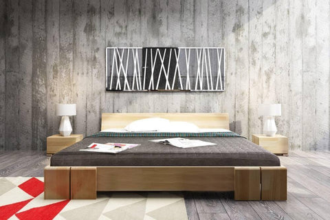 Preyas Mango wood Teak Finish Wooden Bed #13 - Duraster 