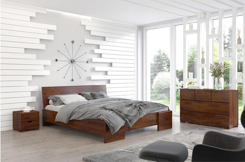Preyas Mango wood Teak Finish Wooden Bed #6 - Duraster 
