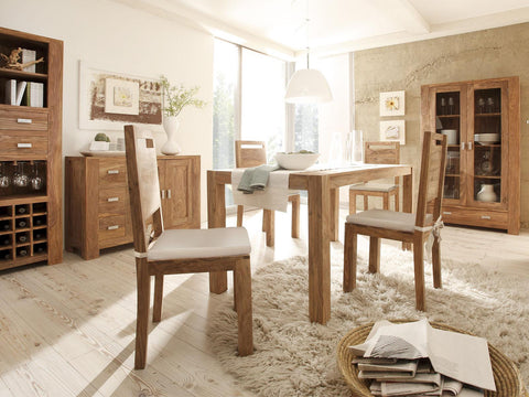 Nilay Contemporary Natural Sheesham Dining Set #2 - Duraster 