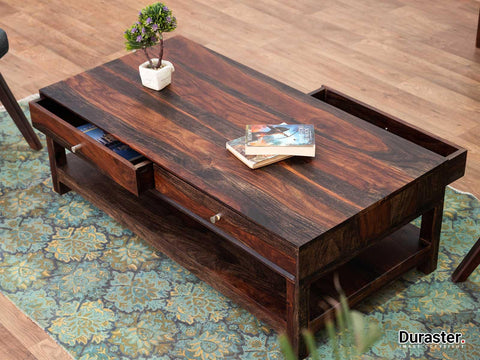 Marvel Stylish Sheesham wood 4 Drawer Coffee Table#2 - Duraster 