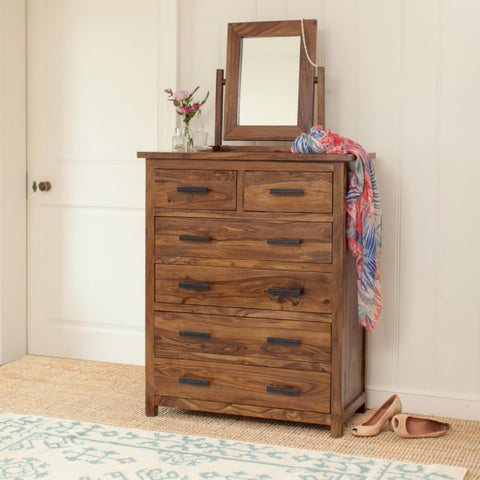 Mehran Contemporary Sheesham Wood Tall Chest of Drawers #9 - Duraster 