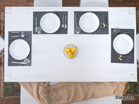 Novo Distressed Acacia White Dining Set with Chairs (4, 6 & 8 Seater) - Duraster 