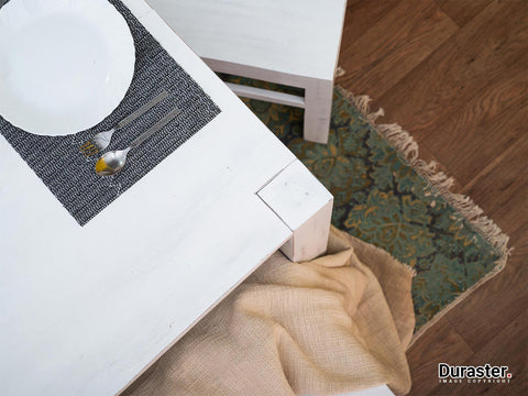 Novo Distressed Acacia White Dining Set with Chairs (4, 6 & 8 Seater) - Duraster 