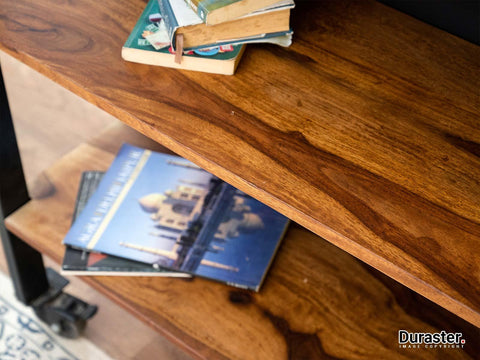 Verge Industrial Kitchen Island Table with 2 Shelves - Duraster 